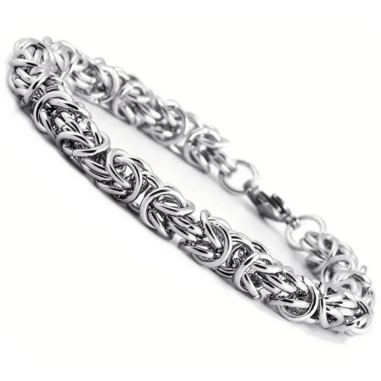 NSA|Hypoallergenic steel Byzantine bracelet in silver for men and women