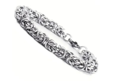 NSA|Hypoallergenic steel Byzantine bracelet in silver for men and women