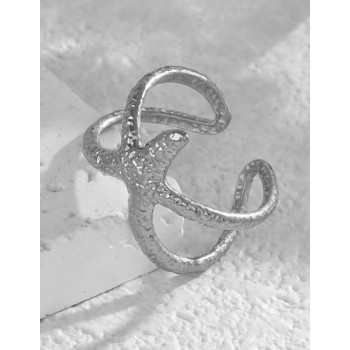 NonSoloArgenti |Anello regolabile stella marina in acciaio anallergico colore argento