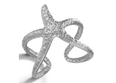 NonSoloArgenti |Anello regolabile stella marina in acciaio anallergico colore argento
