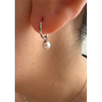 NonSoloArgenti|925 silver hoop earrings with rhodium-plated pearl pendant