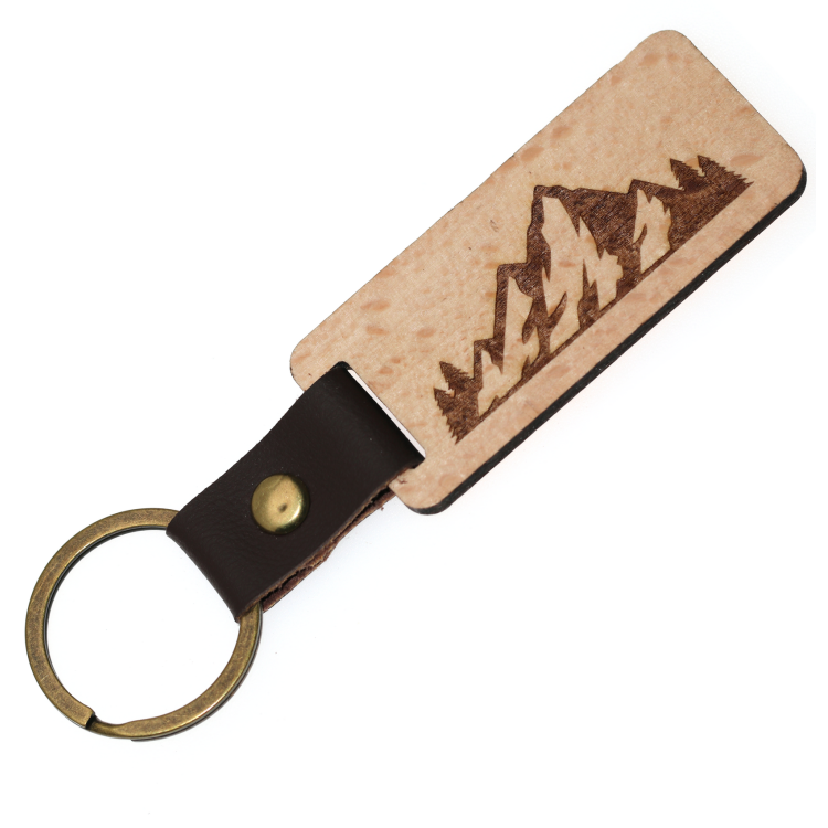 NonSoloArgenti|Personalized wood and faux leather keychain with free engraving