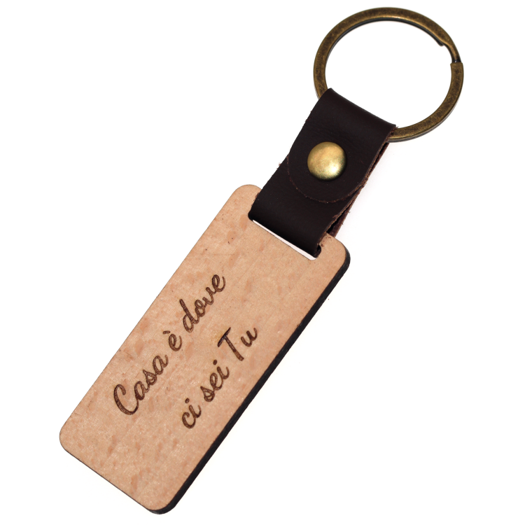 NonSoloArgenti|Personalized wood and faux leather keychain with free engraving