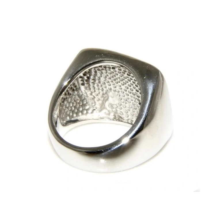 Hypoallergenic Stainless Steel Large Black Lucite Hexagon Square Honeycomb Ring|NSA