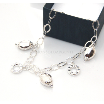 Argento 925 : Bracciale donna diamantato confetti  e charme ciondoli|NonSoloArgenti
