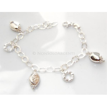925 Silver: Women's Diamond-Cut Confetti Bracelet with Charm Pendants|NonSoloArgenti