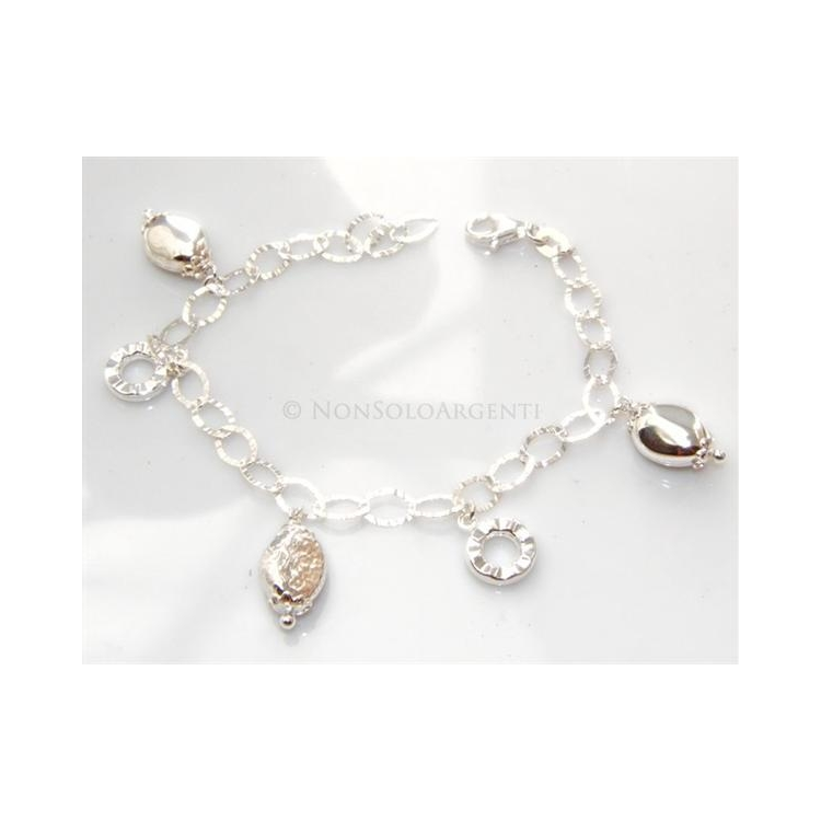 Argento 925 : Bracciale donna diamantato confetti  e charme ciondoli|NonSoloArgenti