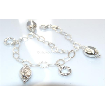 Argento 925 : Bracciale donna diamantato confetti  e charme ciondoli|NonSoloArgenti