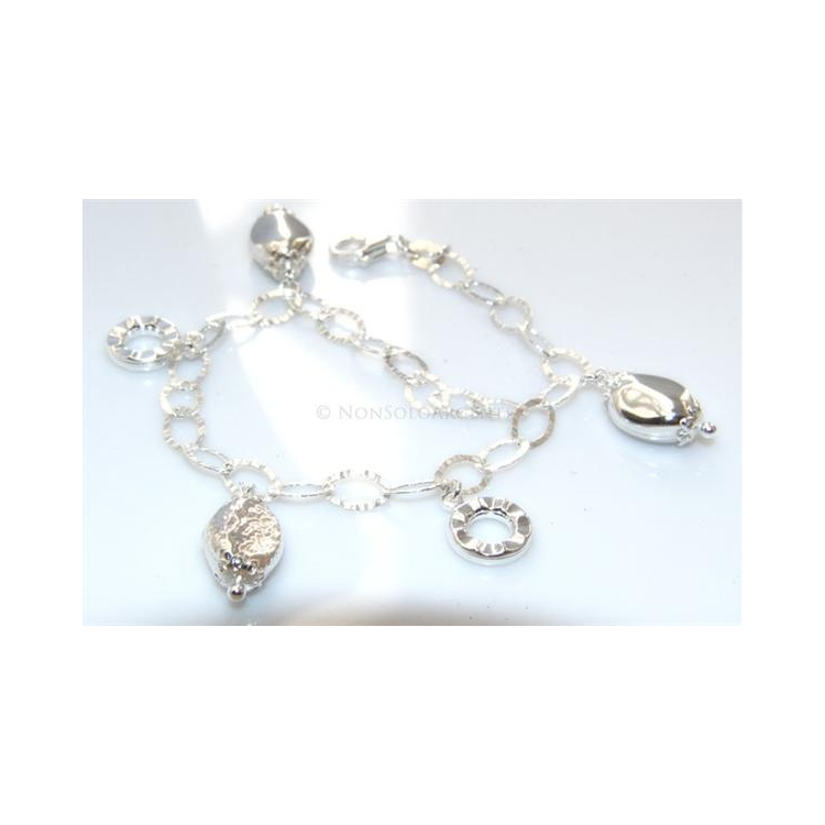 Argento 925 : Bracciale donna diamantato confetti  e charme ciondoli|NonSoloArgenti