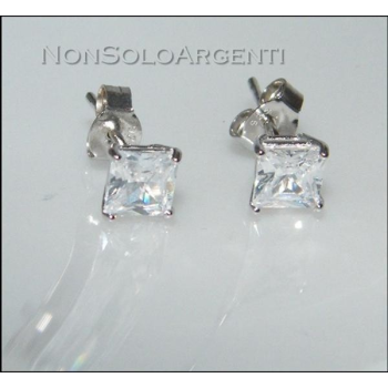 Argento 925 : orecchini uomo donna con zircone bianco taglio carrè | NonSoloArgenti