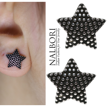 Hypoallergenic steel Sardinian ball-peened star earrings for women|NonSoloArgenti