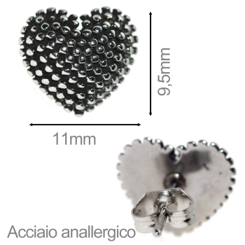 orecchini acciaio anallergico cuore pallinato sardo per donna|NonSoloArgenti