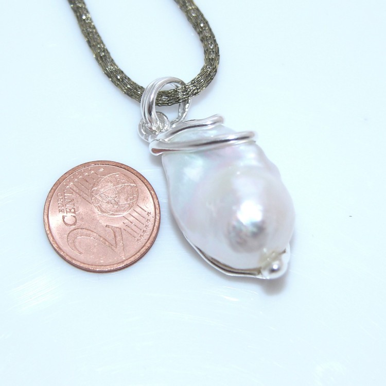 NSA|Exclusive Amalfi women's pendant in 925 silver and a huge natural baroque pearl drop