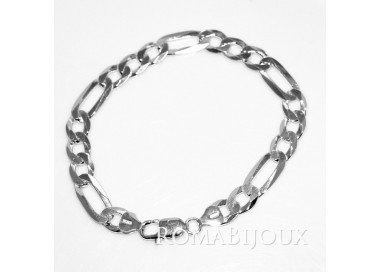 NSA|ARGENTO 925 : Bracciale uomo catena da 8,2 mm figaro 3 + 1 sbiancata