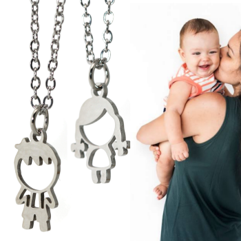 NSA|collana acciaio ciondolo bambino o bambina per donna mamma