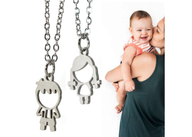 NSA|collana acciaio ciondolo bambino o bambina per donna mamma