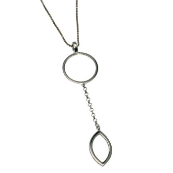 NSA|925 silver necklace for women with long circle and leaf pendant