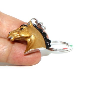 NSA|portachiavi argento 925 con cavallo smaltato per uomo e donna