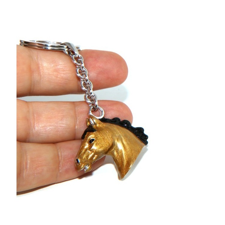 NSA|Portachiavi uomo o donna testa di cavallo smalto a fuoco realizzato a mano , tutto Argento 925 24,80 g