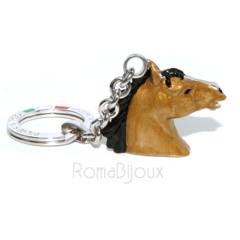 NSA|Keyrings  horse head baked enamel Silver 925