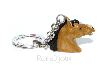 NSA|Keyrings  horse head baked enamel Silver 925