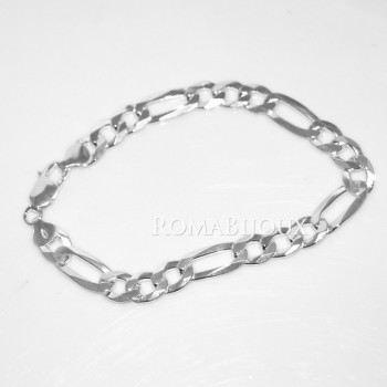NSA|ARGENTO 925 : Bracciale uomo catena da 8,2 mm figaro 3 + 1 sbiancata