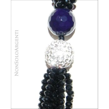 NonSoloArgenti|Collana da donna a sciarpina realizzata a mano con mezzi cirstalli e sfera di zirconi