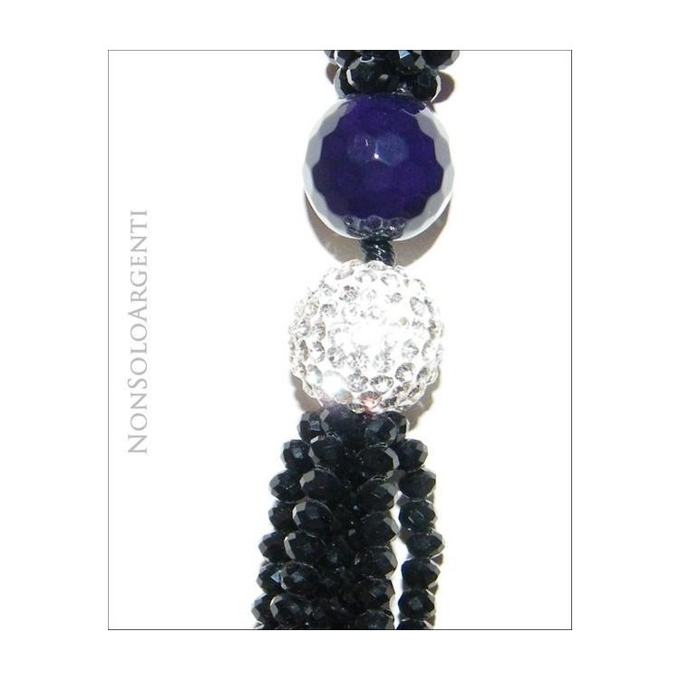 NonSoloArgenti|Collana da donna a sciarpina realizzata a mano con mezzi cirstalli e sfera di zirconi