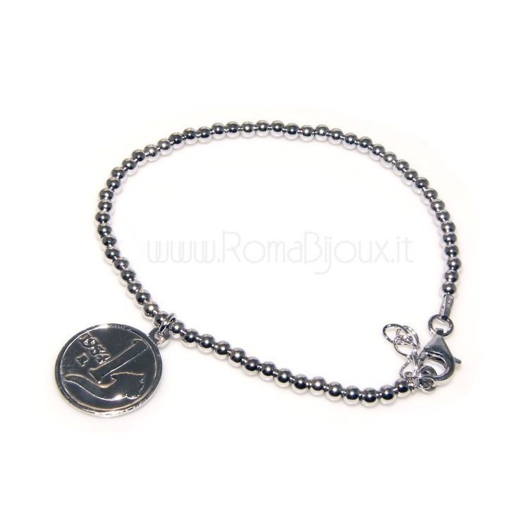 NSA|Bead bracelet man or woman in 925 sterling silver pendant with a 1,954 lira coin